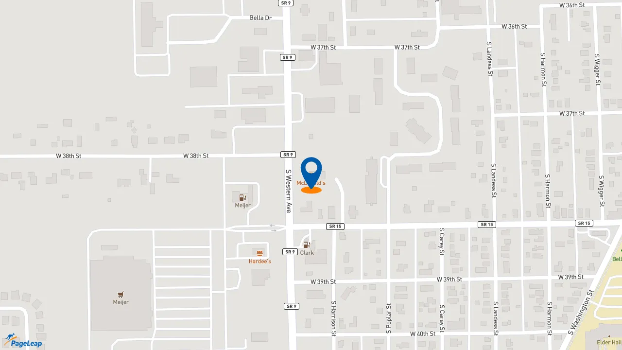 https://pageleap.com map showing location of McDonald&#039;s in Marion.