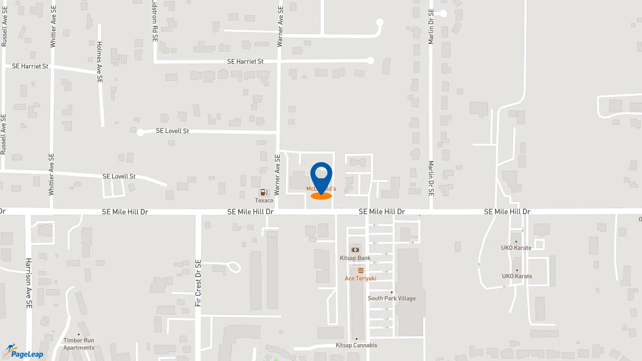 https://pageleap.com map showing location of McDonald&#039;s in Port Orchard.