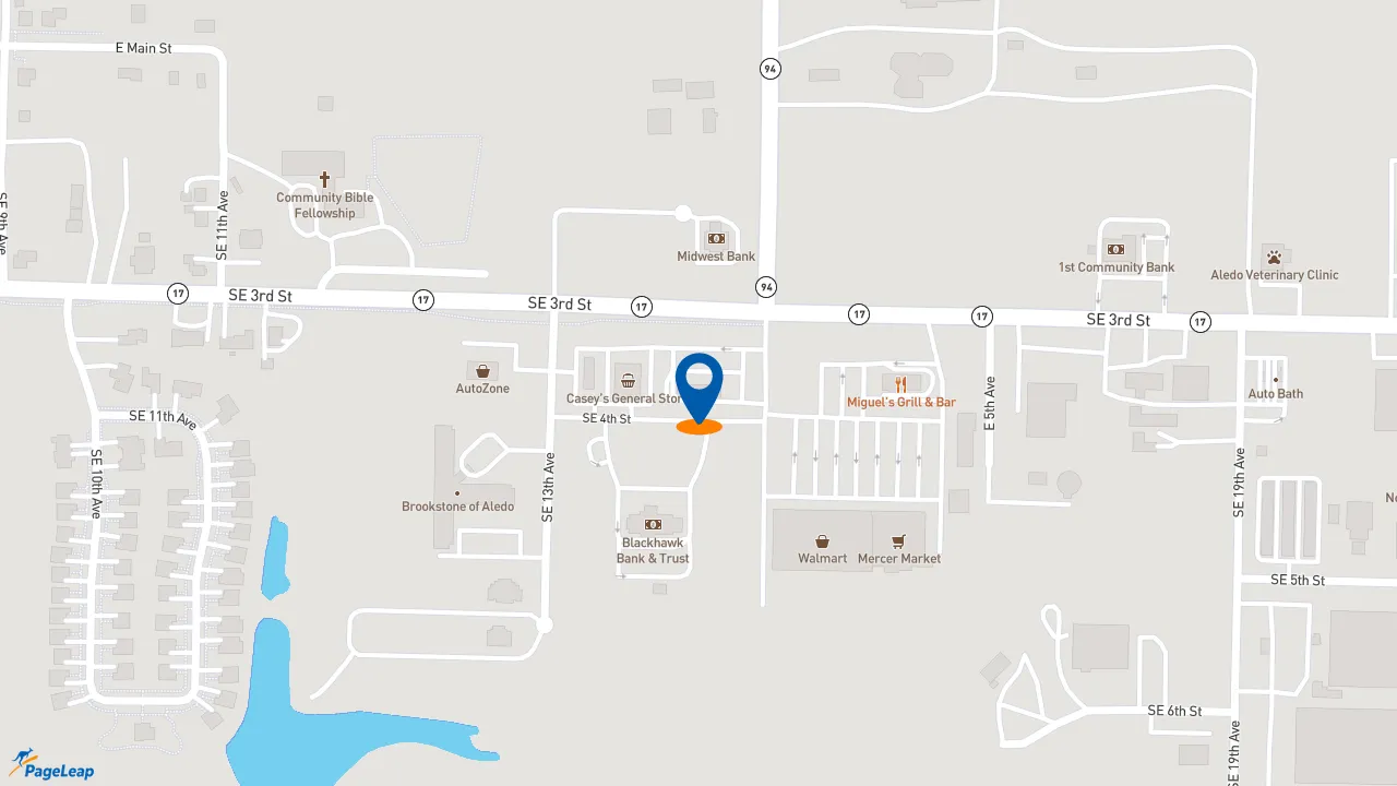 https://pageleap.com map showing location of McDonald&#039;s in Aledo.