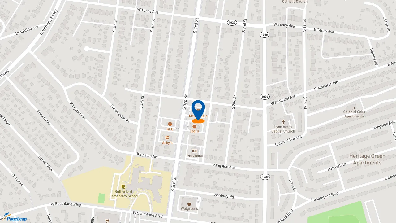 https://pageleap.com map showing location of McDonald&#039;s in Louisville.
