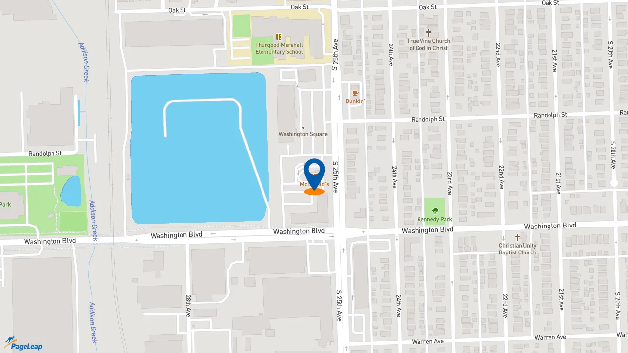https://pageleap.com map showing location of McDonald&#039;s in Bellwood.