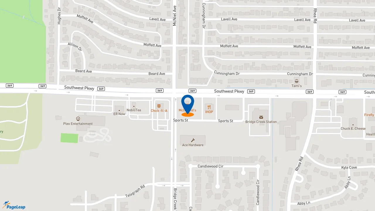 https://pageleap.com map showing location of McDonald&#039;s in Wichita Falls.