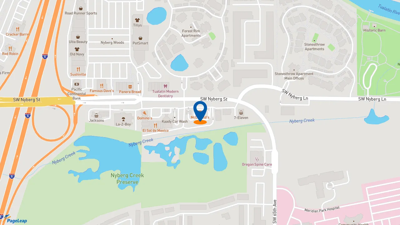 https://pageleap.com map showing location of McDonald&#039;s in Tualatin.