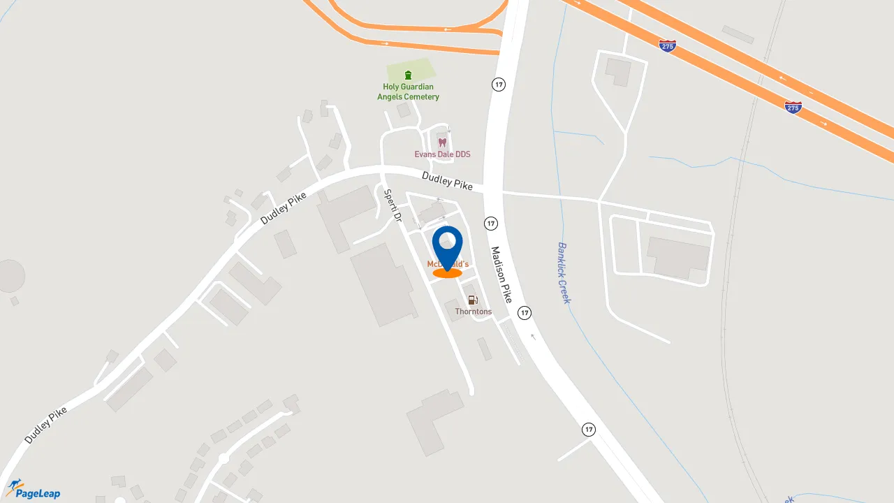 https://pageleap.com map showing location of McDonald&#039;s in Edgewood.