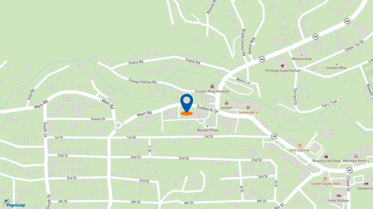 https://pageleap.com map showing location of McDonald&#039;s in Ruidoso.