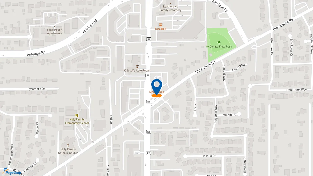 https://pageleap.com map showing location of McDonald&#039;s in Citrus Heights.