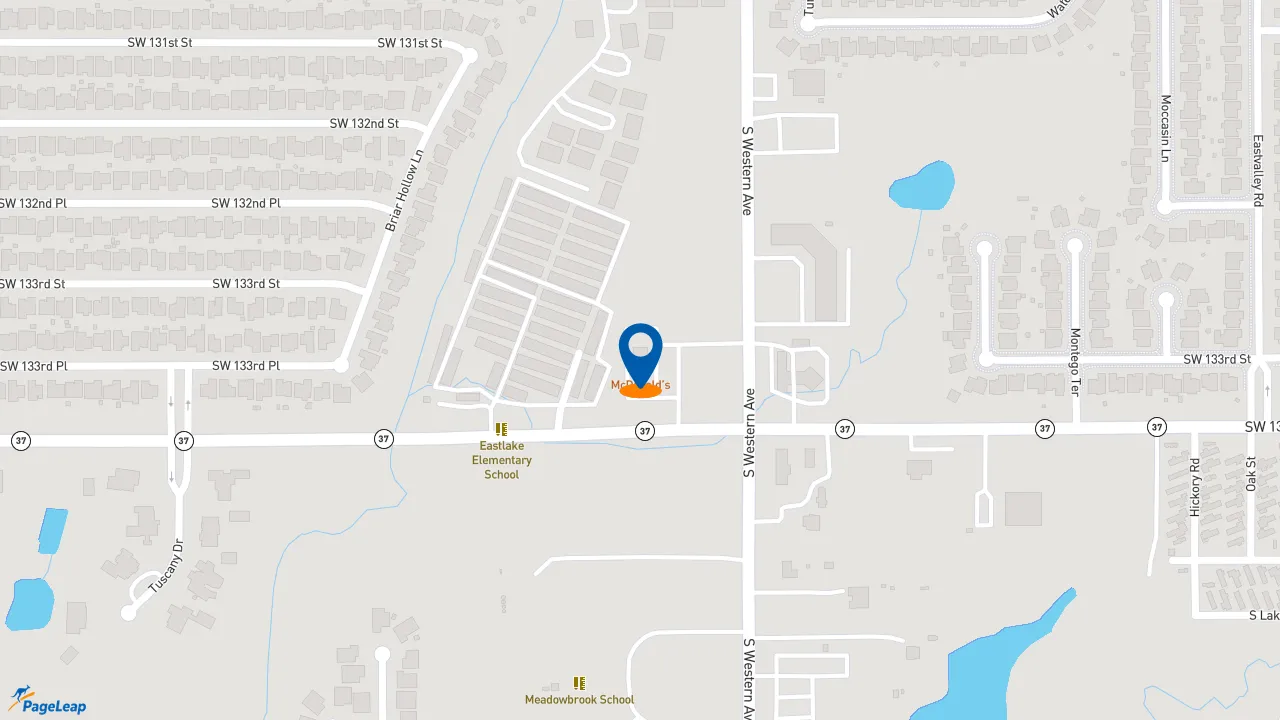 https://pageleap.com map showing location of McDonald&#039;s in Oklahoma City.