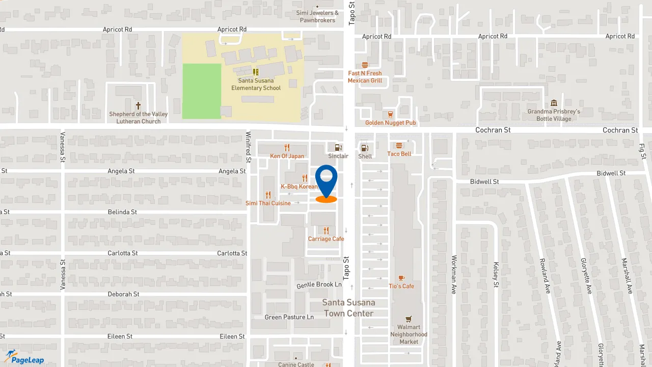 https://pageleap.com map showing location of McDonald&#039;s in Simi Valley.