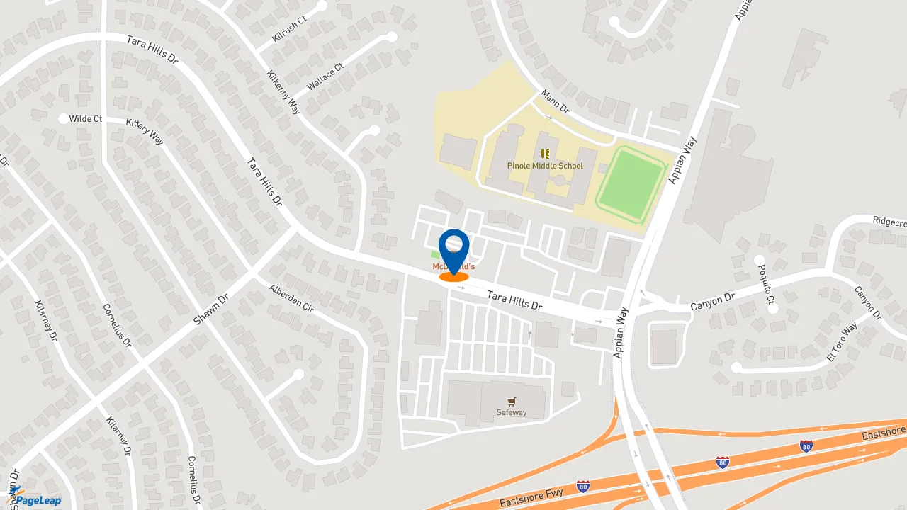 https://pageleap.com map showing location of McDonald&#039;s in Pinole.