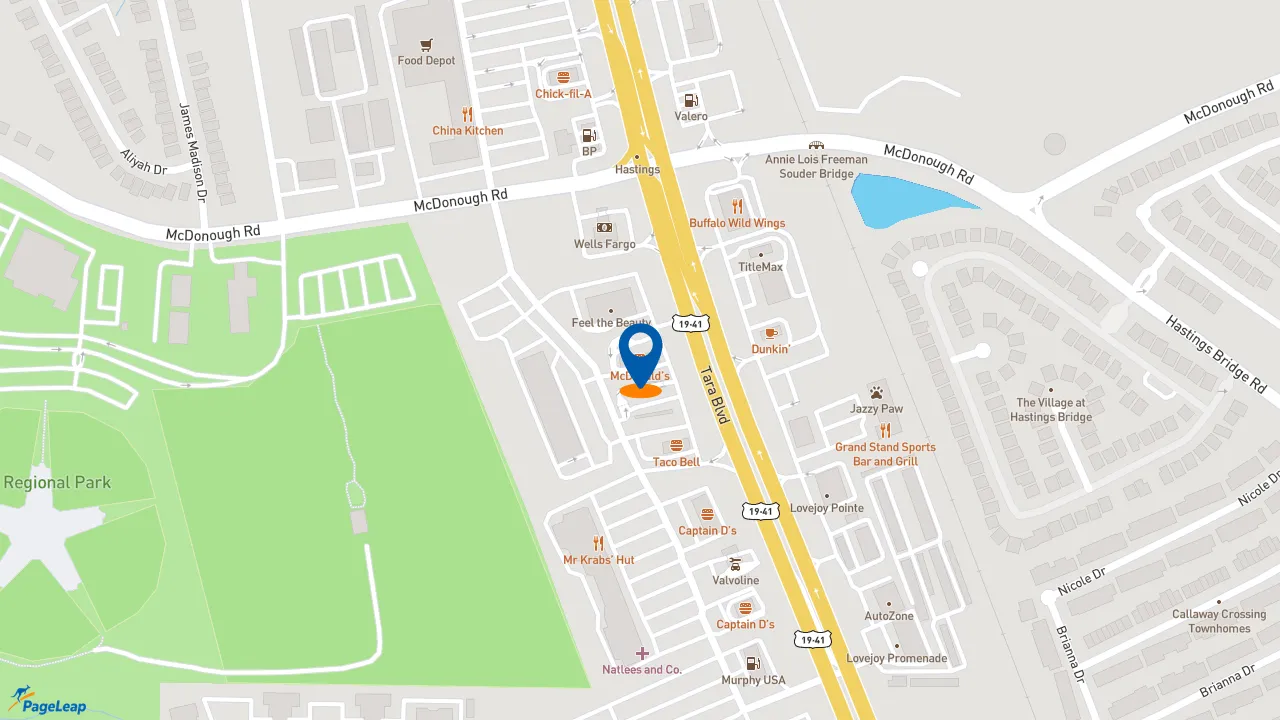 https://pageleap.com map showing location of McDonald&#039;s in Hampton.