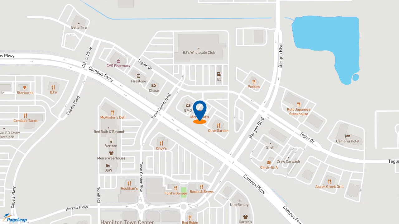 https://pageleap.com map showing location of McDonald&#039;s in Noblesville.