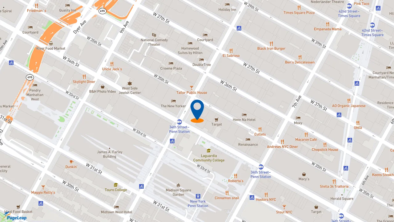 https://pageleap.com map showing location of McDonald&#039;s in New York.