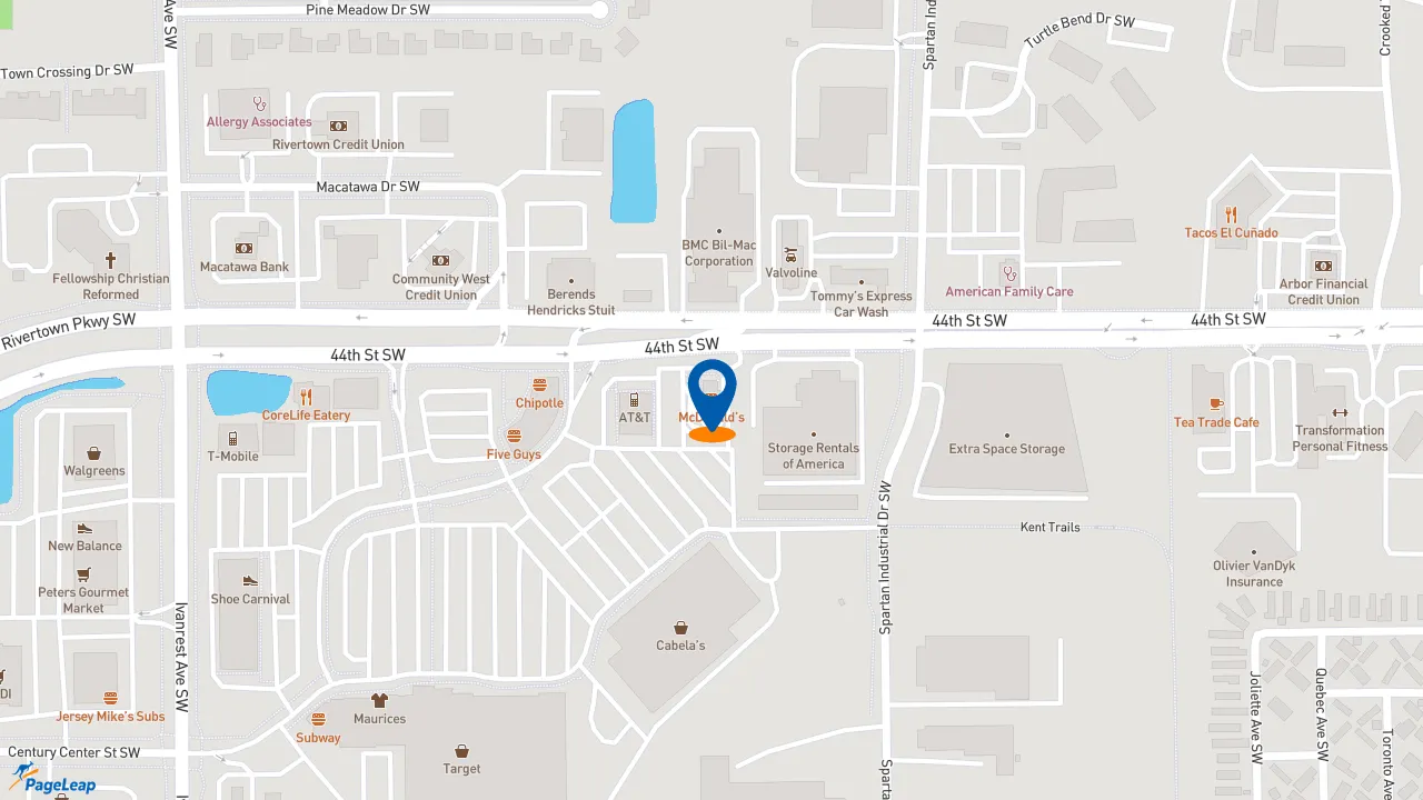 https://pageleap.com map showing location of McDonald&#039;s in Grandville.
