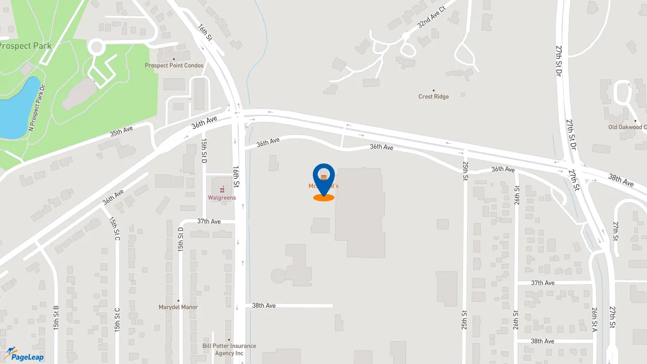 https://pageleap.com map showing location of McDonald&#039;s in Moline.
