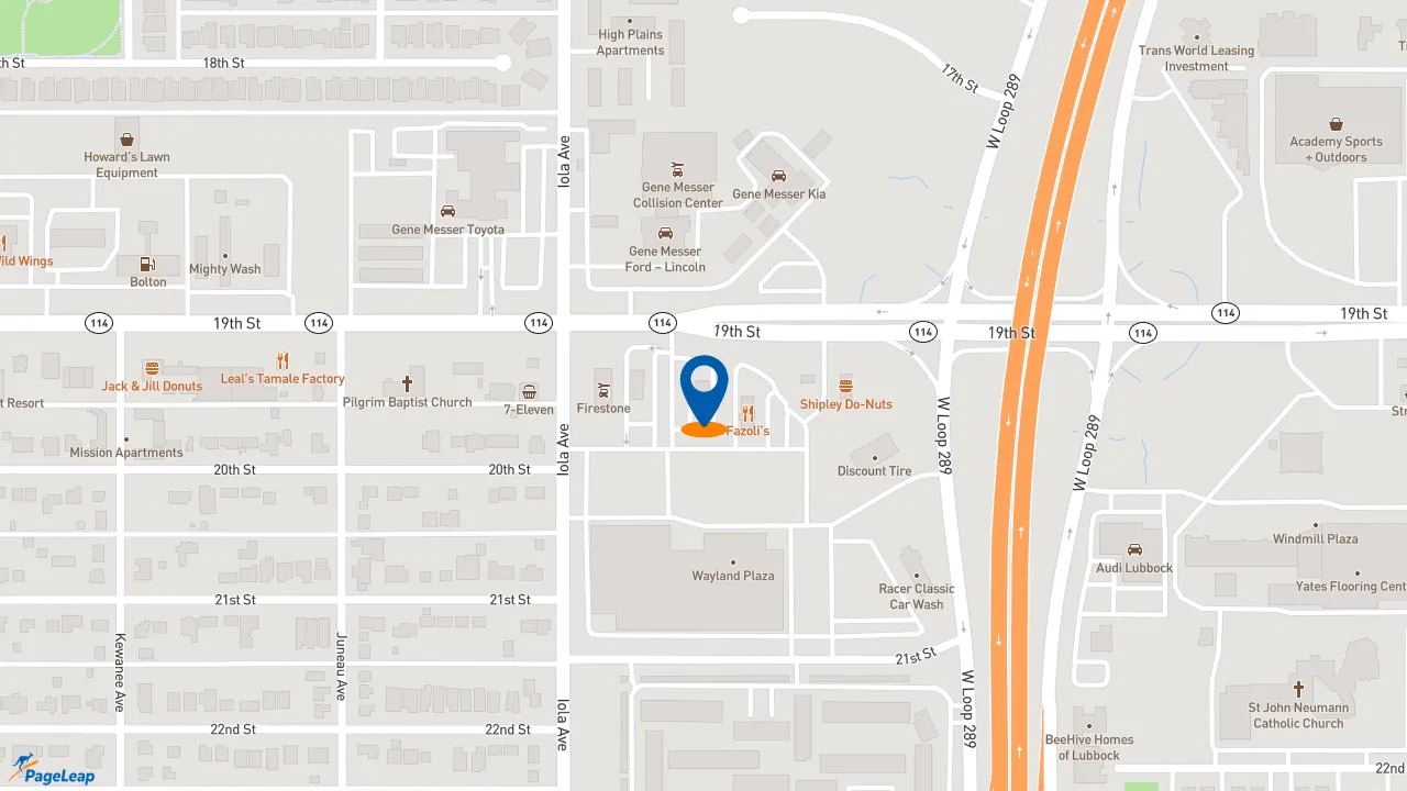 https://pageleap.com map showing location of McDonald&#039;s in Lubbock.