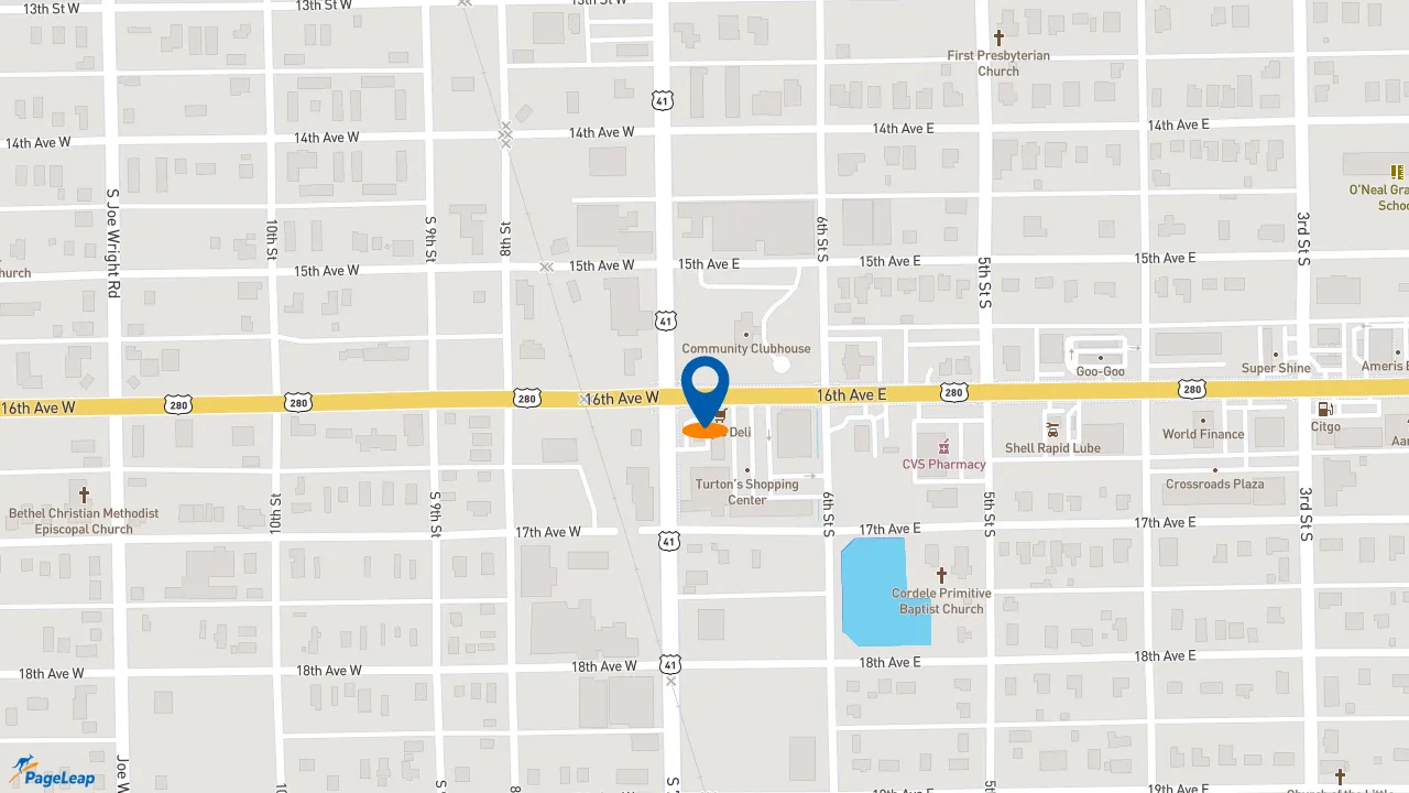 https://pageleap.com map showing location of McDonald&#039;s in Cordele.