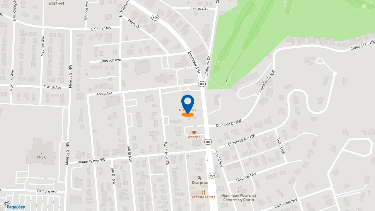 https://pageleap.com map showing location of McDonald&#039;s in New Philadelphia.