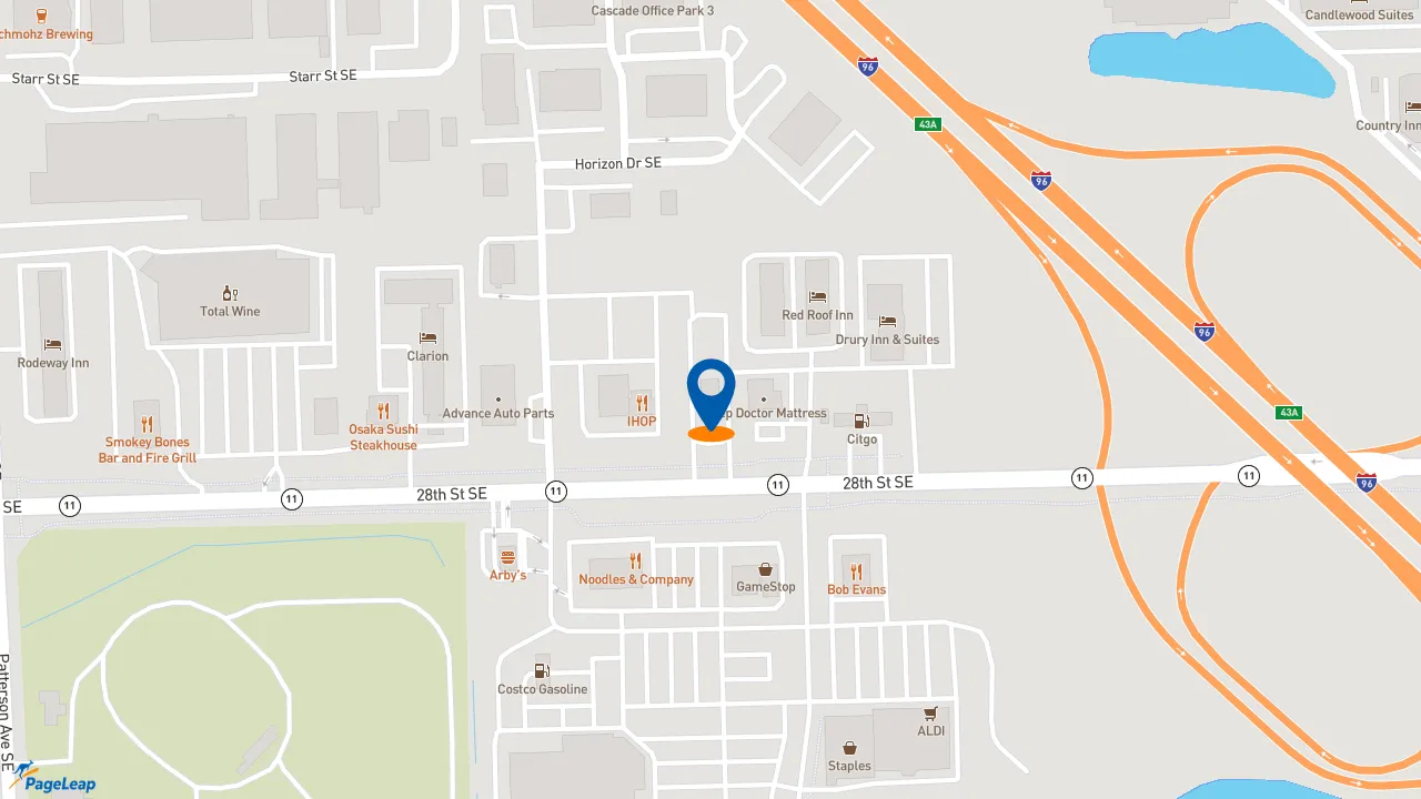https://pageleap.com map showing location of McDonald&#039;s in Grand Rapids.