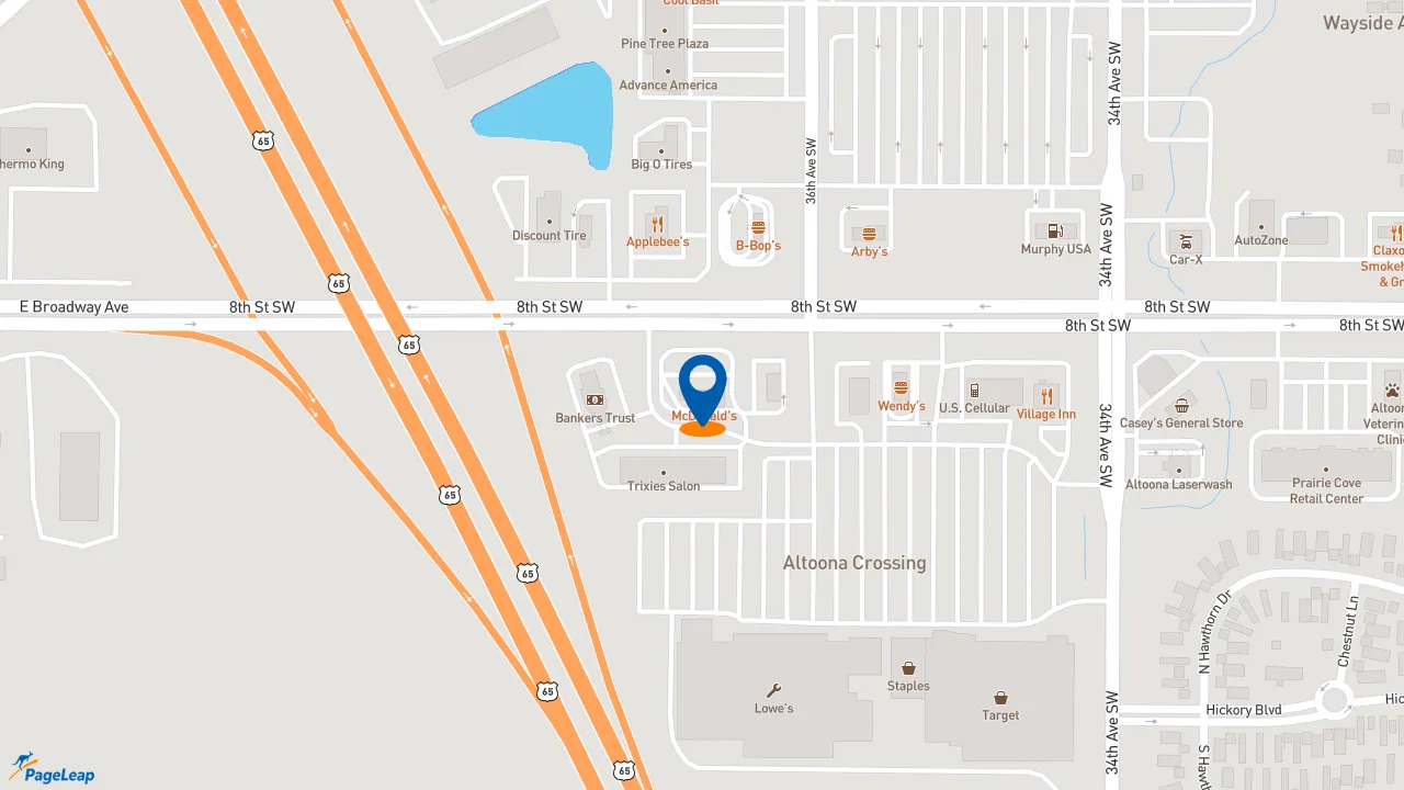 https://pageleap.com map showing location of McDonald&#039;s in Altoona.