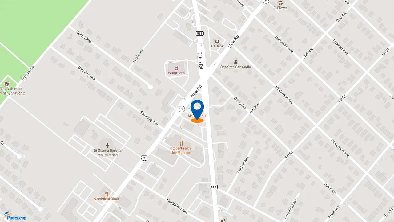 https://pageleap.com map showing location of McDonald&#039;s in Northfield.