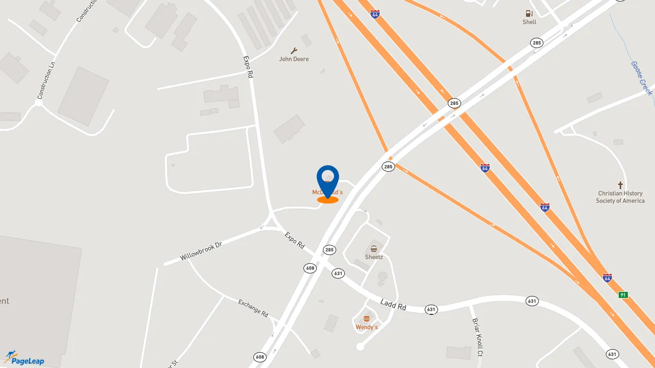 https://pageleap.com map showing location of McDonald&#039;s in Fishersville.