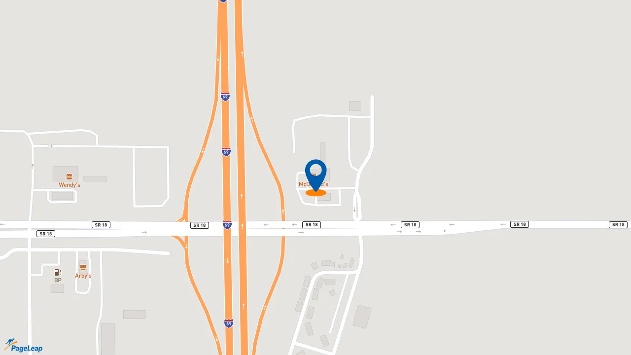 https://pageleap.com map showing location of McDonald&#039;s in Marion.