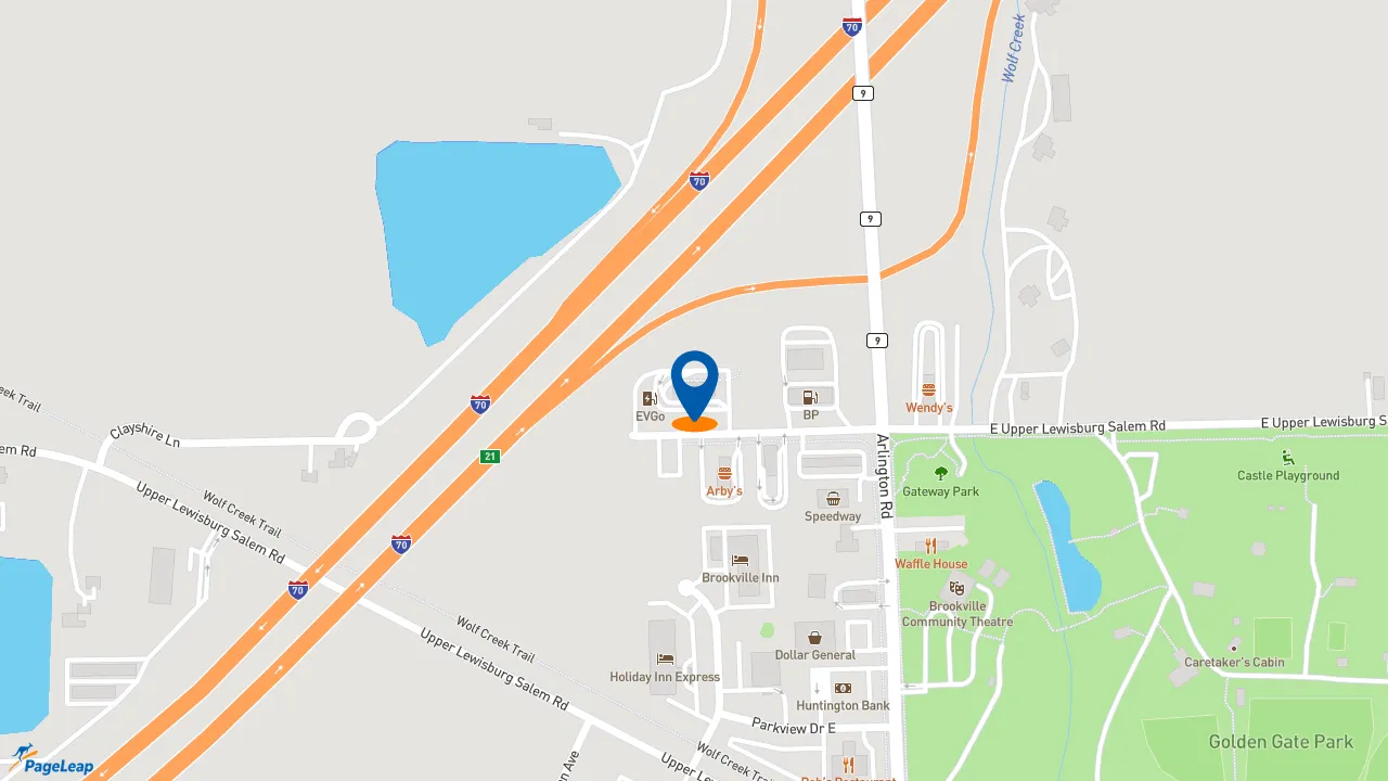 https://pageleap.com map showing location of McDonald&#039;s in Brookville.