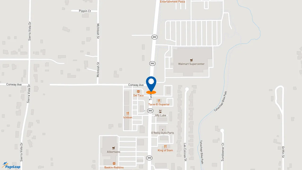 https://pageleap.com map showing location of McDonald&#039;s in Tehachapi.