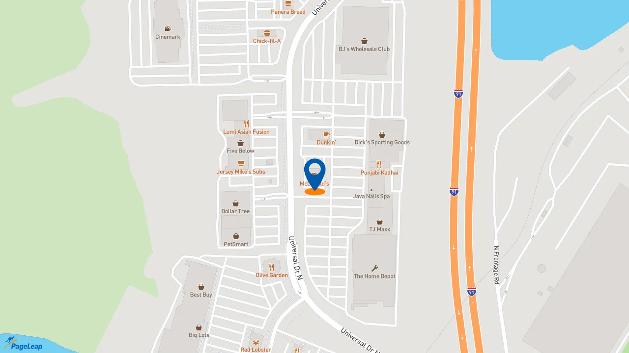 https://pageleap.com map showing location of McDonald&#039;s in North Haven.