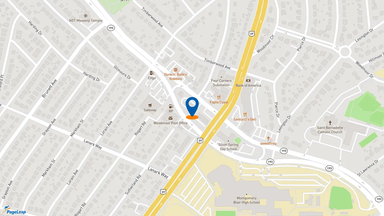 https://pageleap.com map showing location of McDonald&#039;s in Silver Spring.