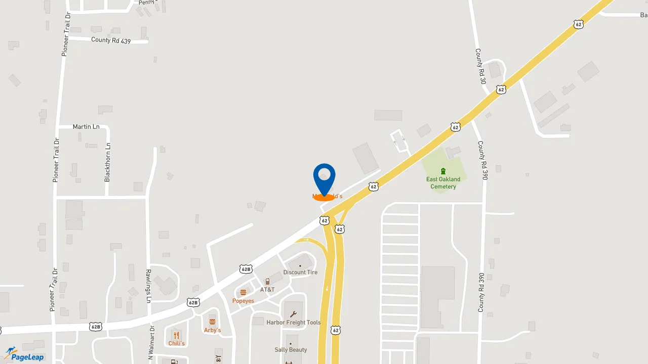 https://pageleap.com map showing location of McDonald&#039;s in Mountain Home.