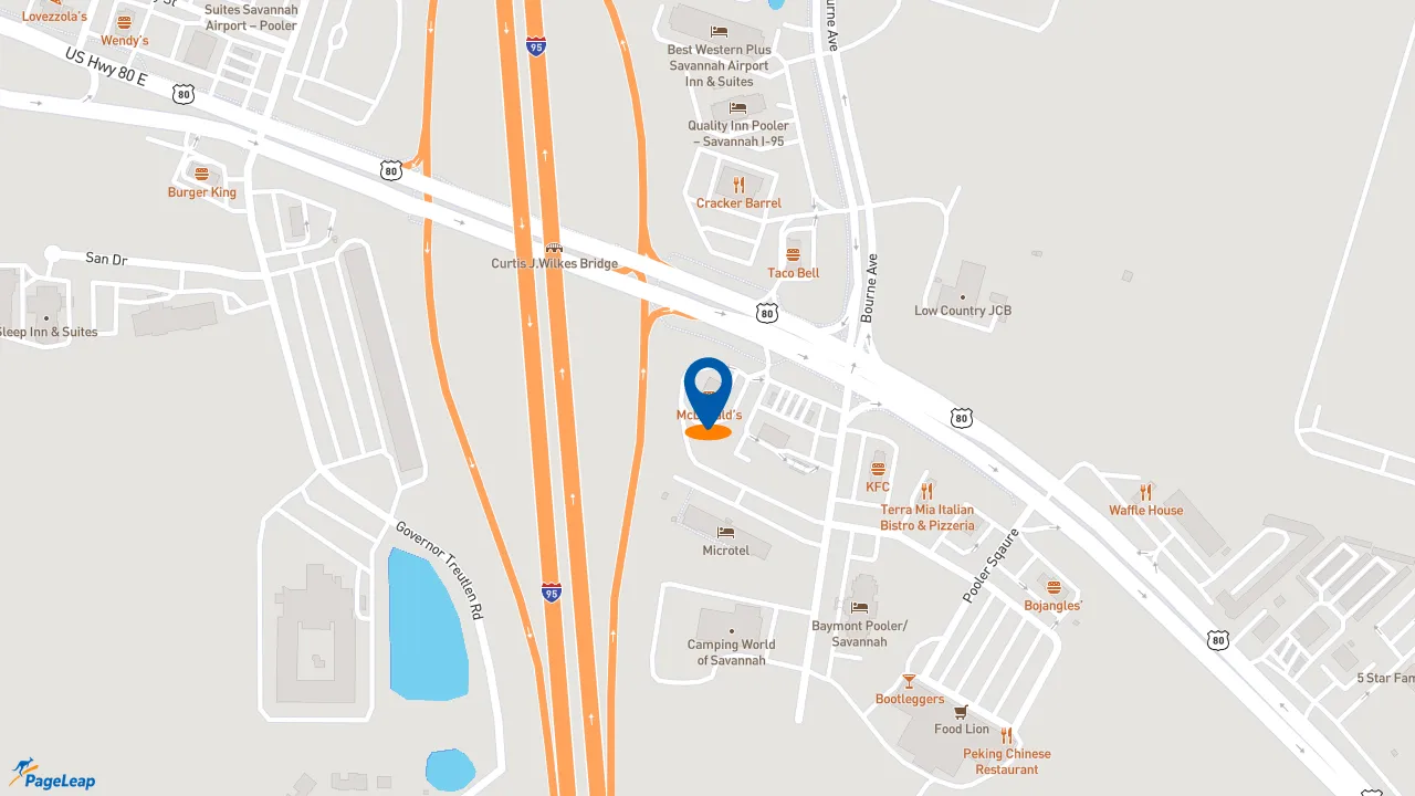 https://pageleap.com map showing location of McDonald&#039;s in Pooler.