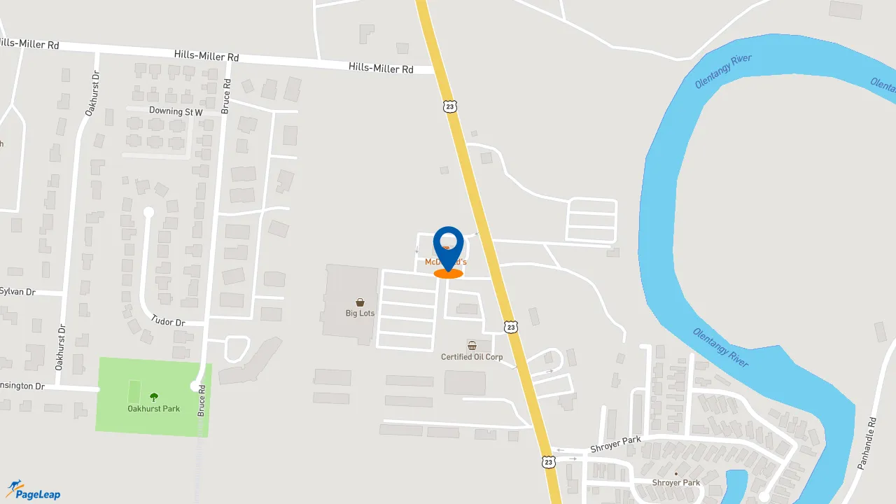 https://pageleap.com map showing location of McDonald&#039;s in Delaware.