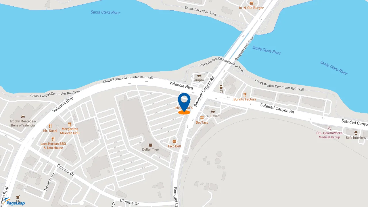 https://pageleap.com map showing location of McDonald&#039;s in Santa Clarita.