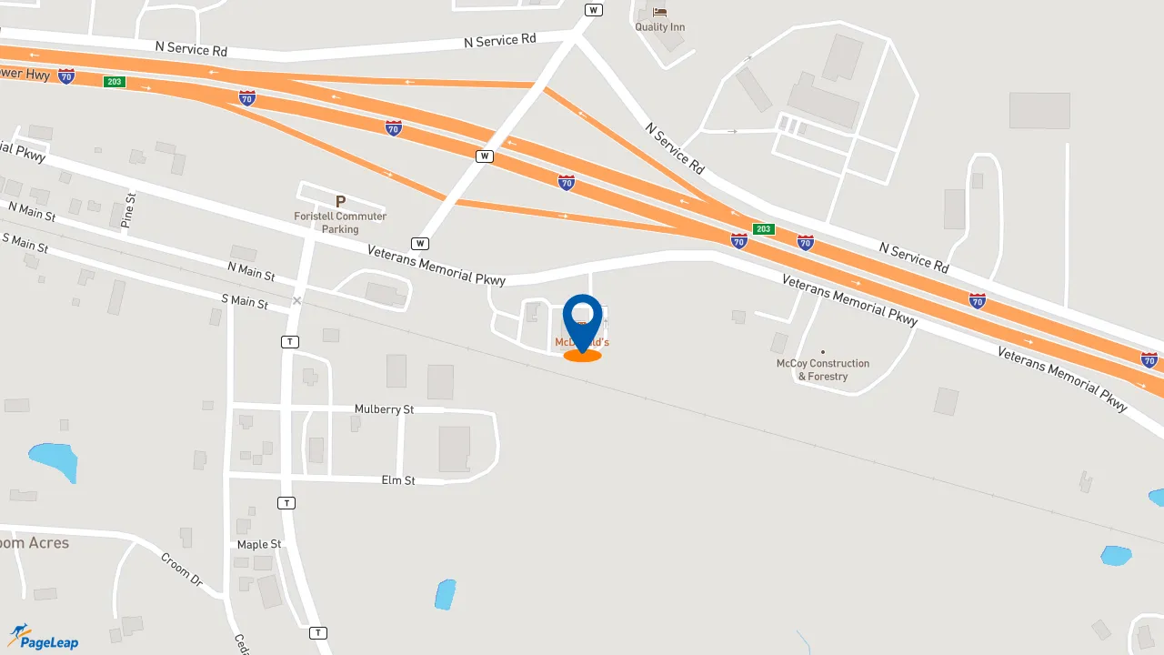 https://pageleap.com map showing location of McDonald&#039;s in Wentzville.