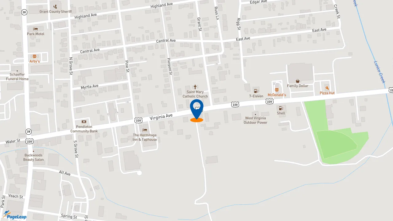 https://pageleap.com map showing location of McDonald&#039;s in Petersburg.