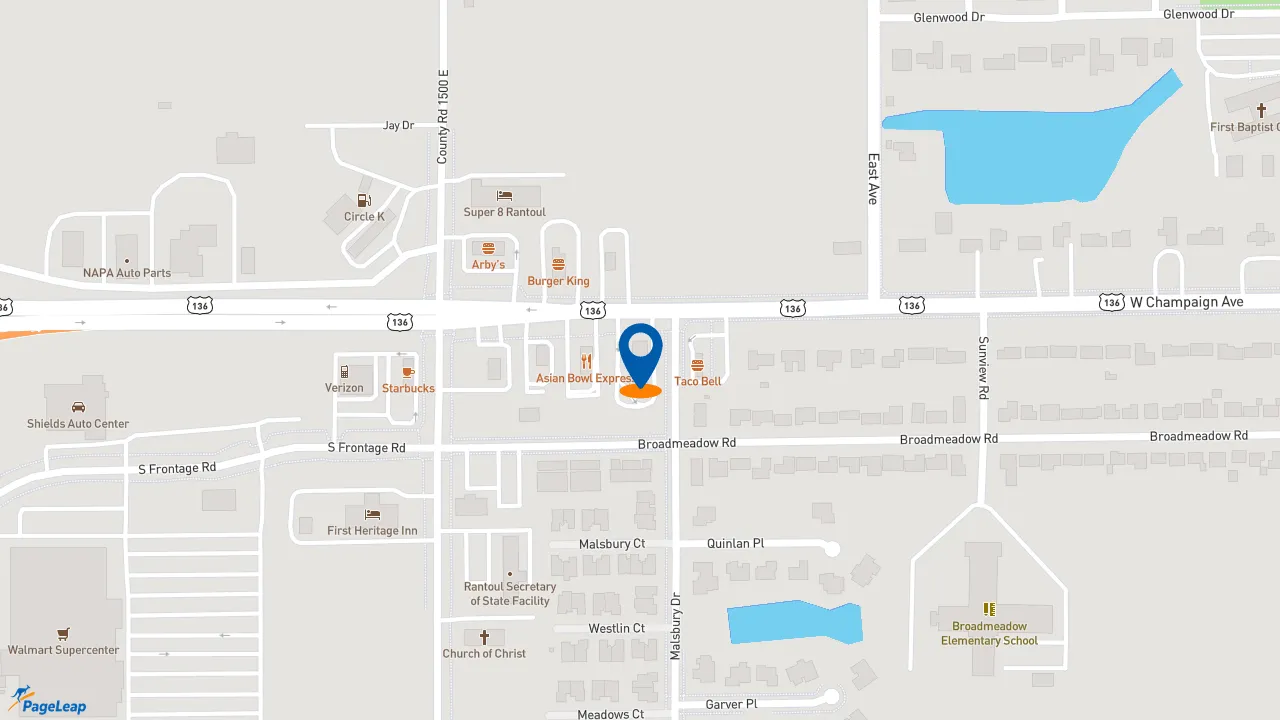 https://pageleap.com map showing location of McDonald&#039;s in Rantoul.