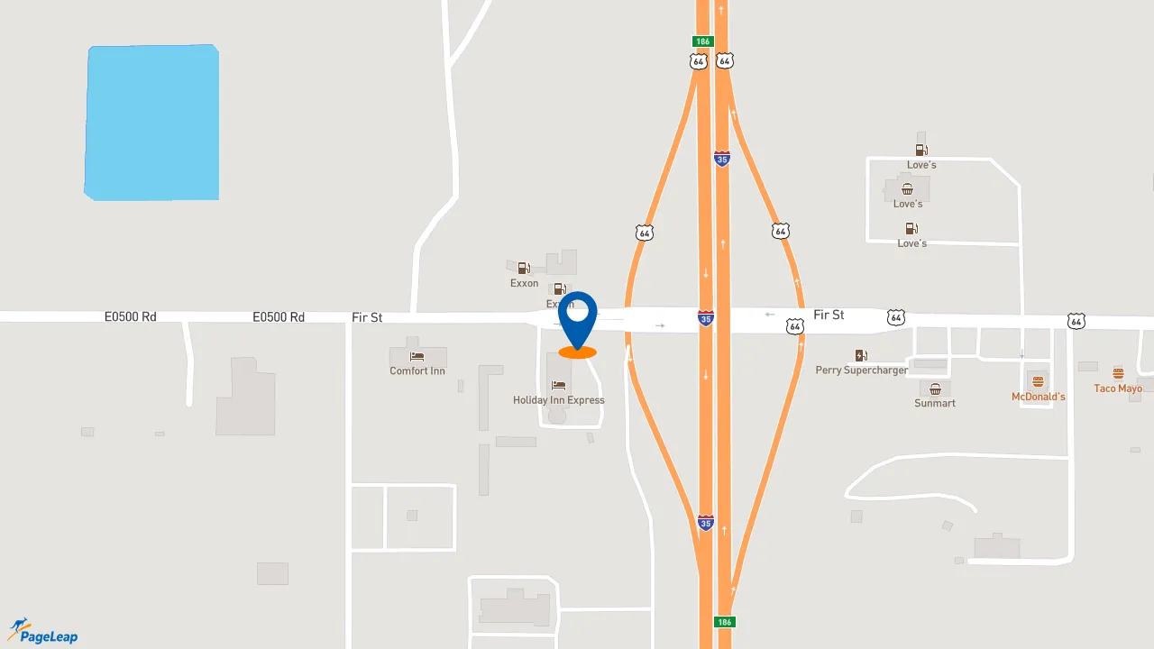 https://pageleap.com map showing location of McDonald&#039;s in Perry.