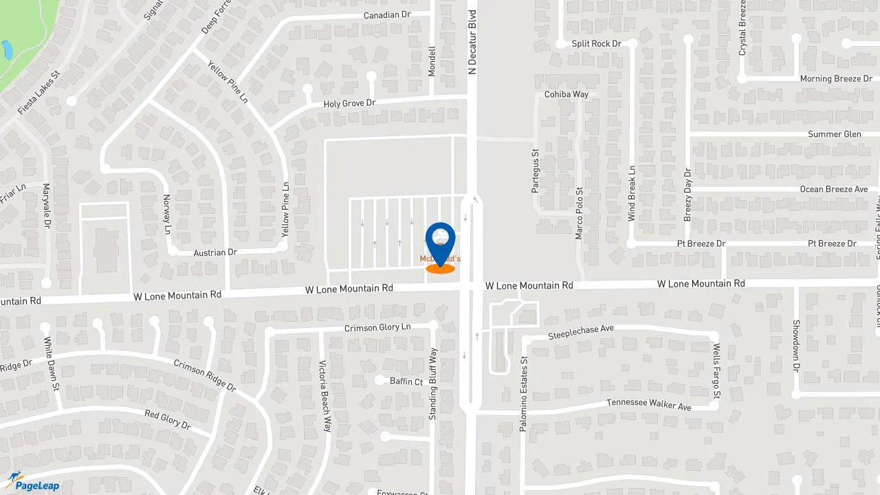 https://pageleap.com map showing location of McDonald&#039;s in Las Vegas.