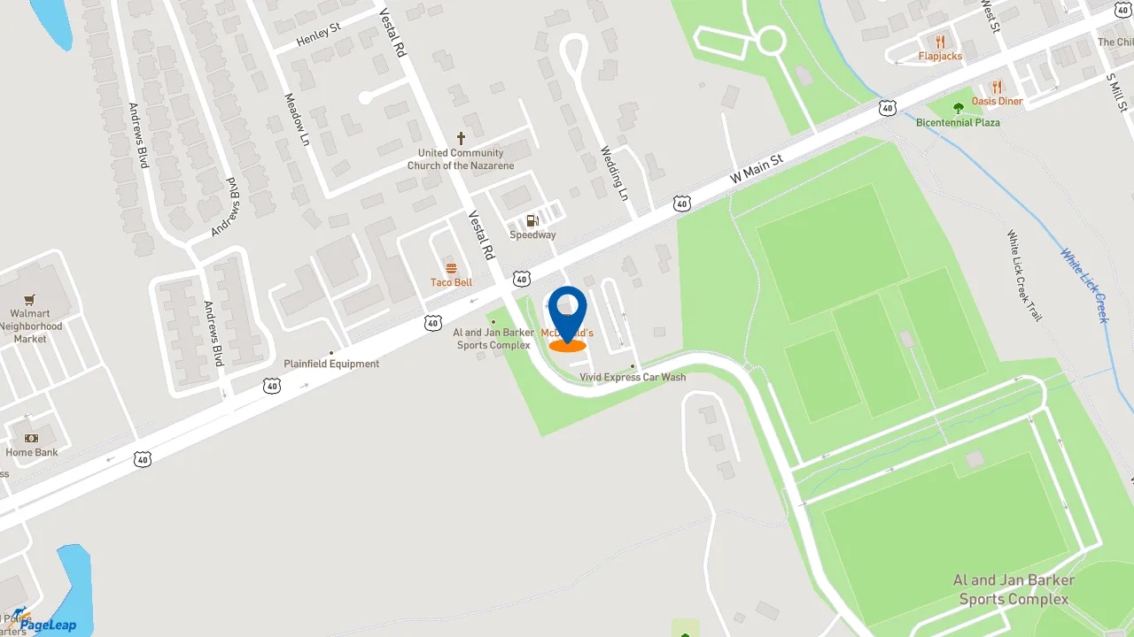 https://pageleap.com map showing location of McDonald&#039;s in Plainfield.