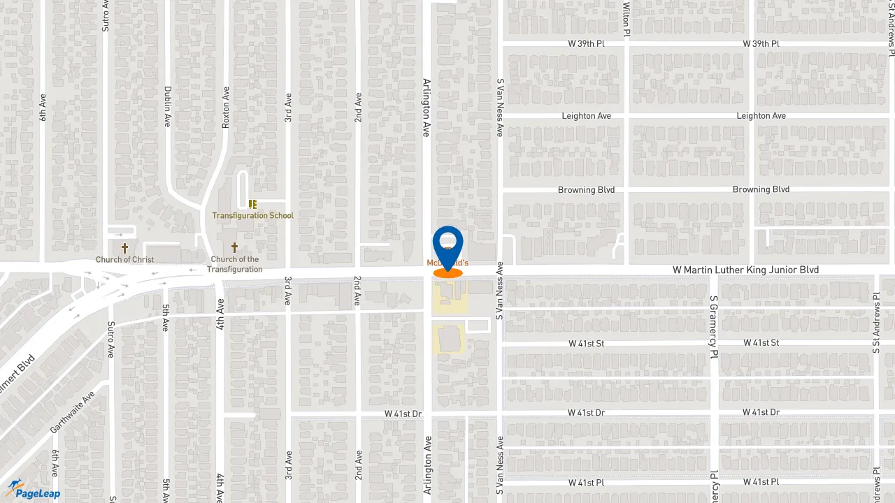 https://pageleap.com map showing location of McDonald&#039;s in Los Angeles.