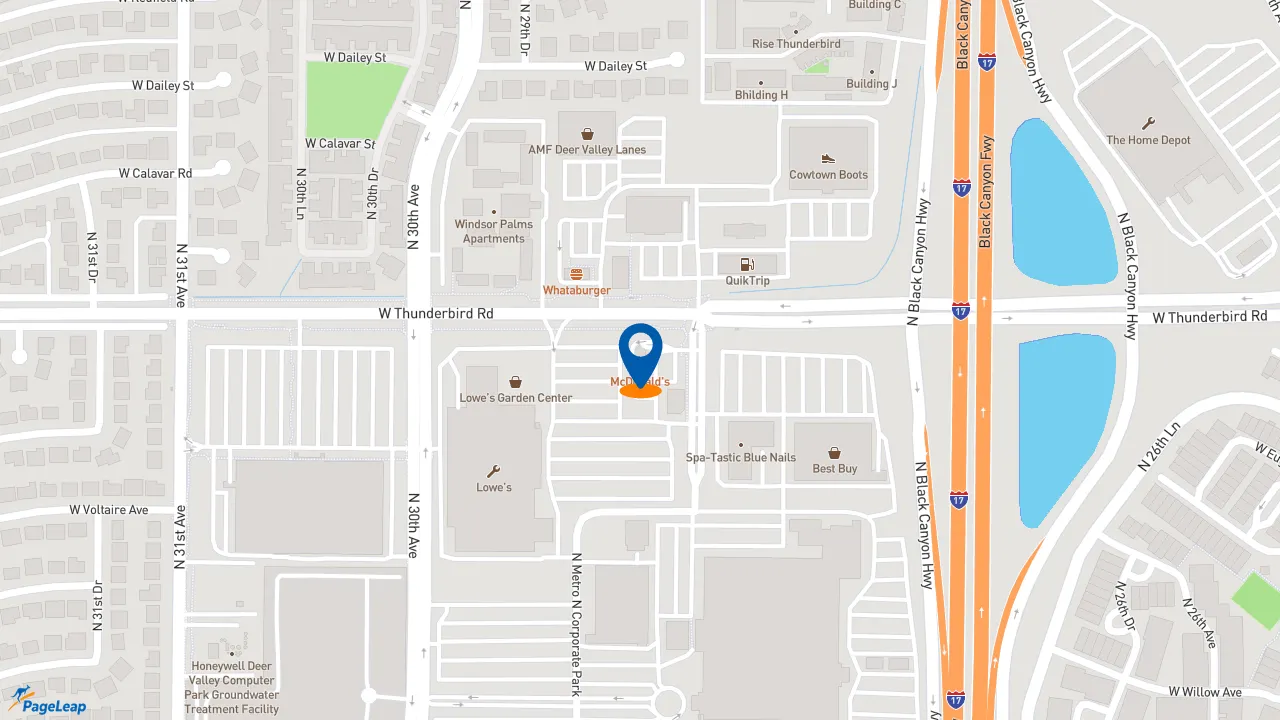 https://pageleap.com map showing location of McDonald&#039;s in Phoenix.