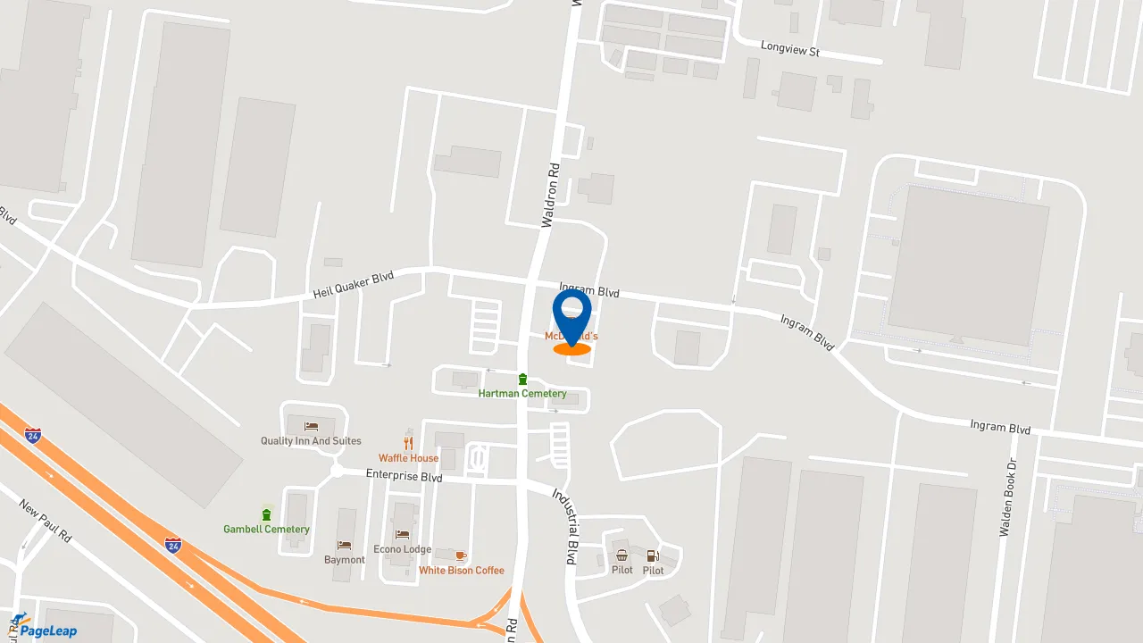 https://pageleap.com map showing location of McDonald&#039;s in La Vergne.