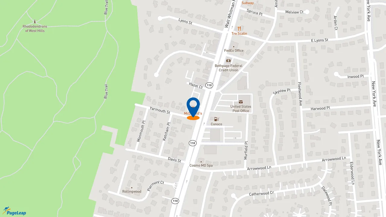 https://pageleap.com map showing location of McDonald&#039;s in West Hills.