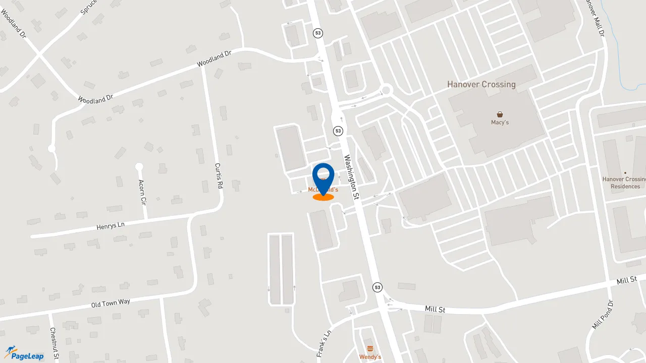 https://pageleap.com map showing location of McDonald&#039;s in Hanover.
