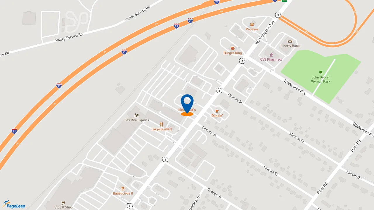 https://pageleap.com map showing location of McDonald&#039;s in North Haven.