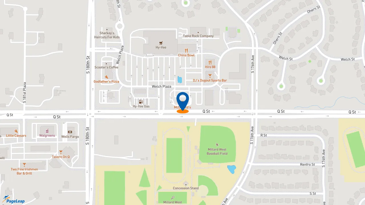 https://pageleap.com map showing location of McDonald&#039;s in Omaha.