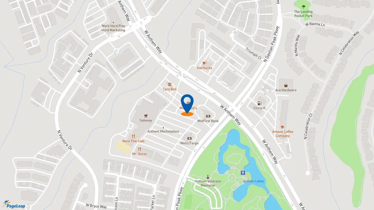 https://pageleap.com map showing location of McDonald&#039;s in Phoenix.