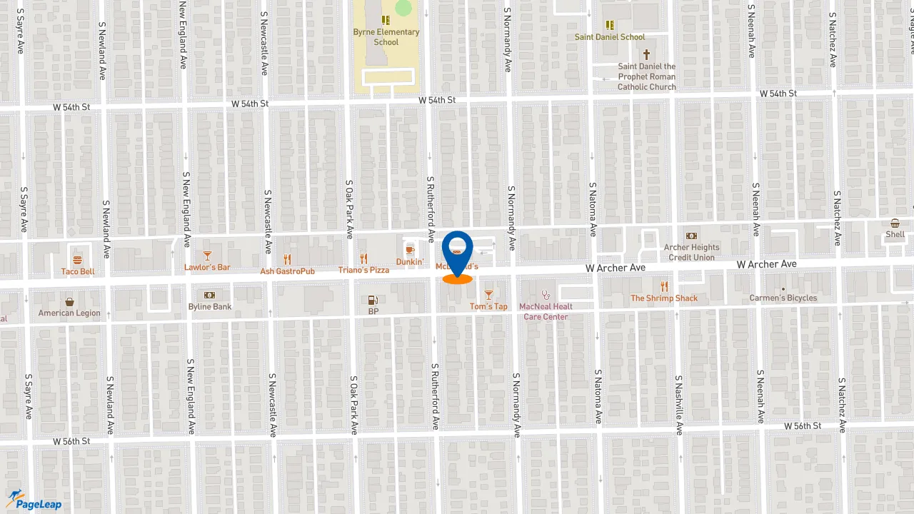 https://pageleap.com map showing location of McDonald&#039;s in Chicago.