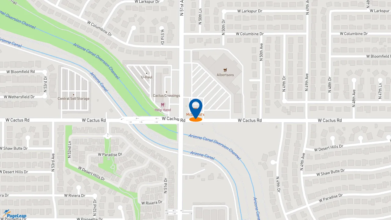 https://pageleap.com map showing location of McDonald&#039;s in Glendale.